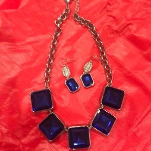 Brilliant royal blue necklace/earring set.